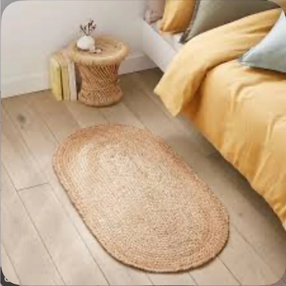 CHARDIN HOME 100% Natural Jute Hand Woven Braided Decorative Bohemian Home Rug